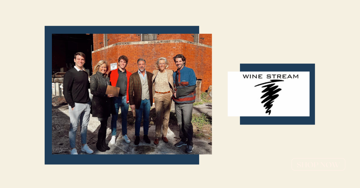 Picture of Ted Boscaino and the Wine Stream team along with Wine Stream logo.